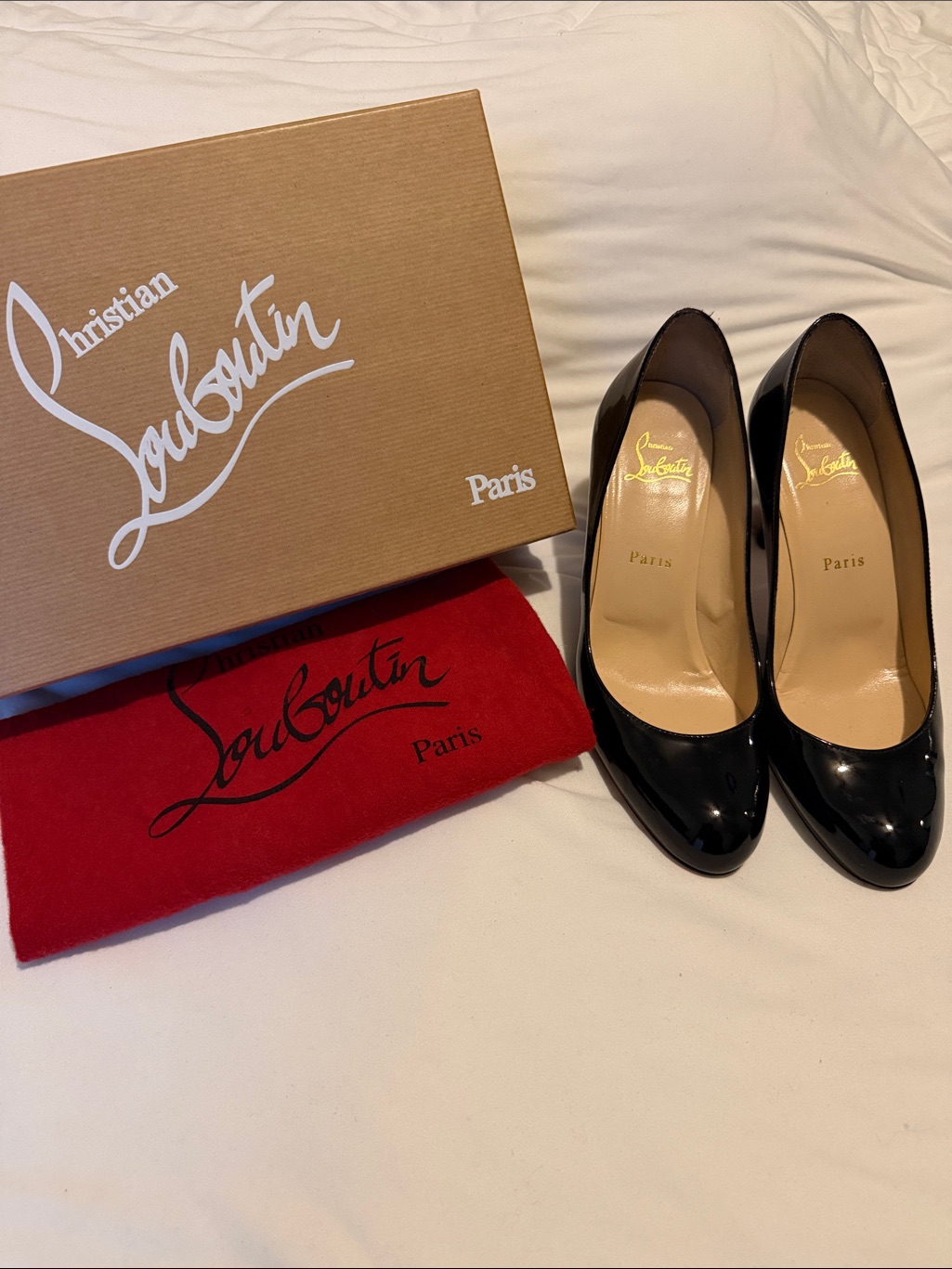 Christian Louboutin Black Patent Leather 85 Pumps